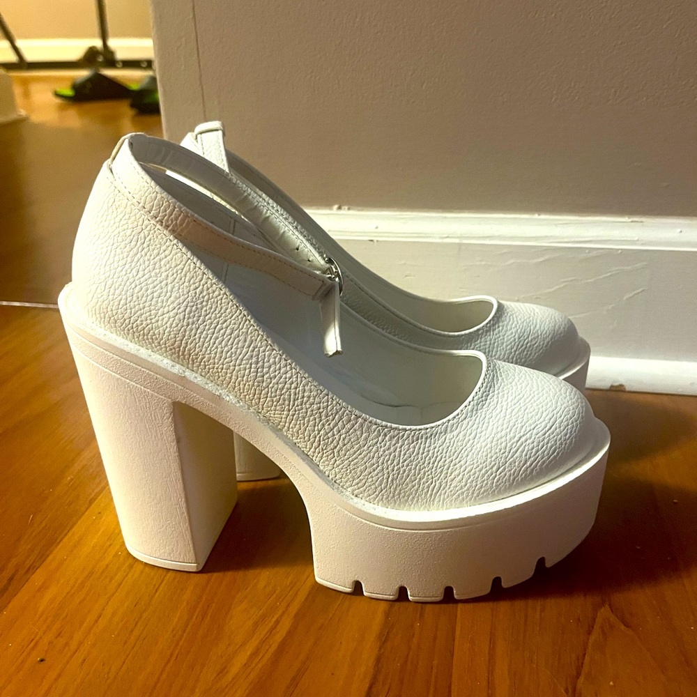 Chunky Platform High Heels with Ankle Strap